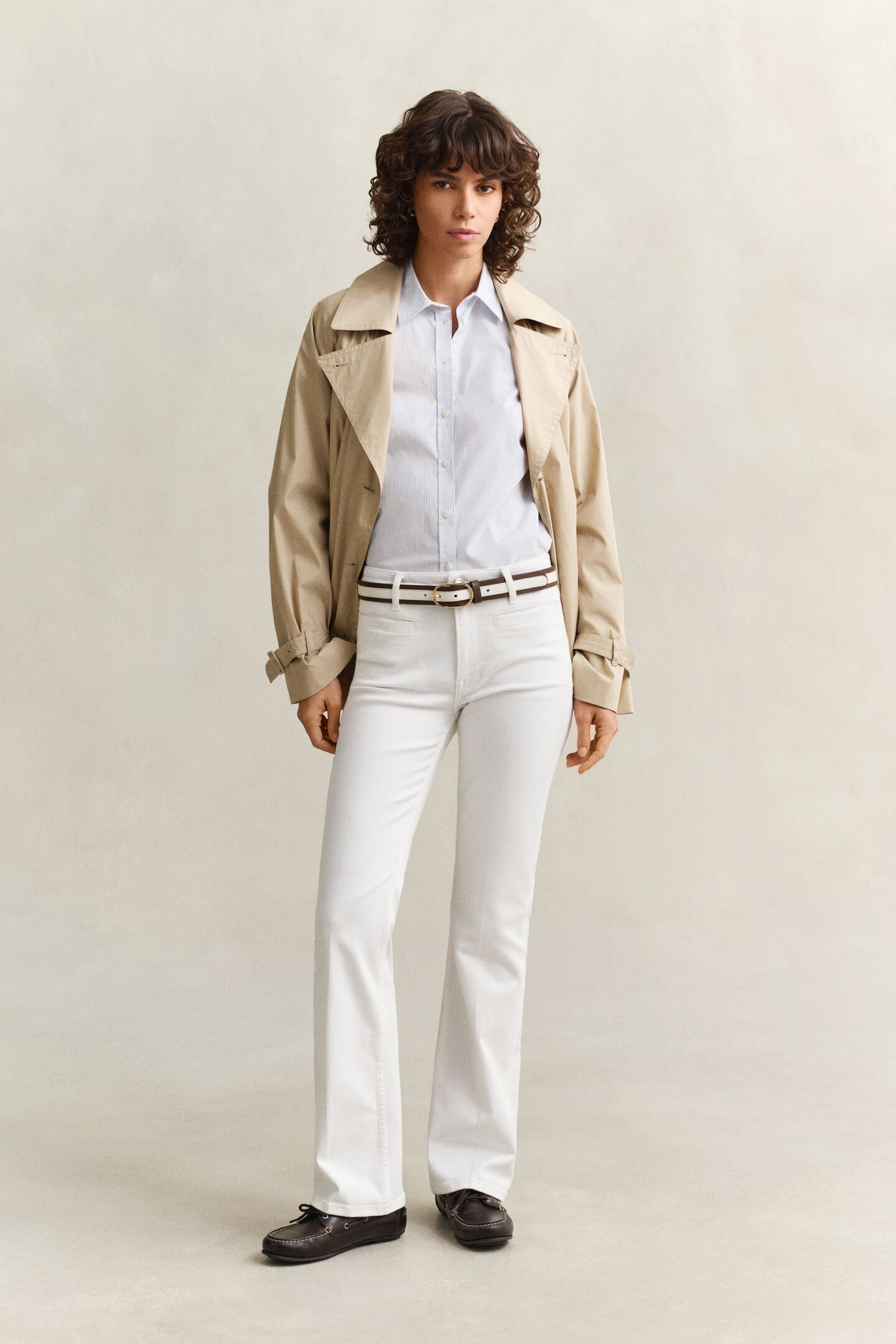 Slim Fit poplin overoverhemd met strepen