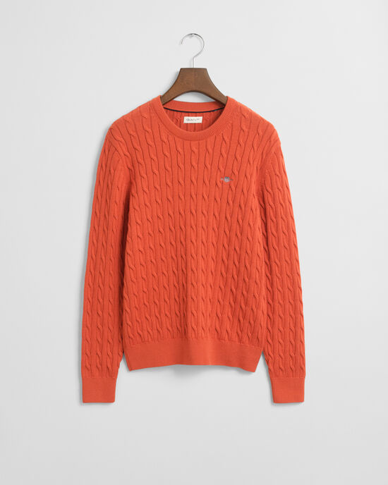 Teens Shield katoenen gebreide kabeltrui met ronde hals