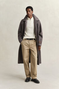 Kabelgebreide trui met korte rit van katoen