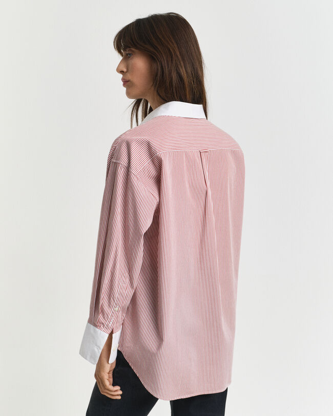 Oversized gestreept overhemd met contrasterende kraag en strepen