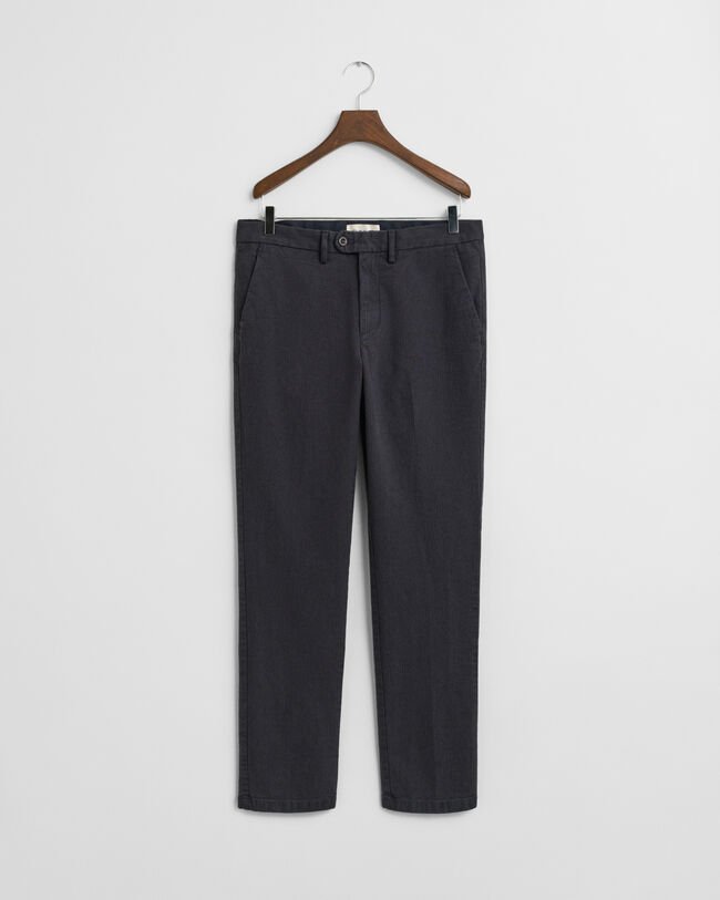Slim Fit katoenen broek met visgraatmotief