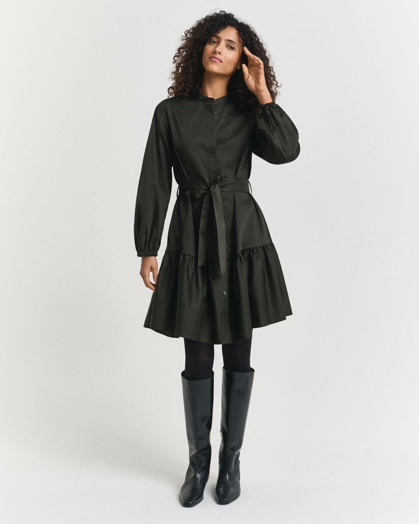 Jurk met lange mouwen van katoensatijn