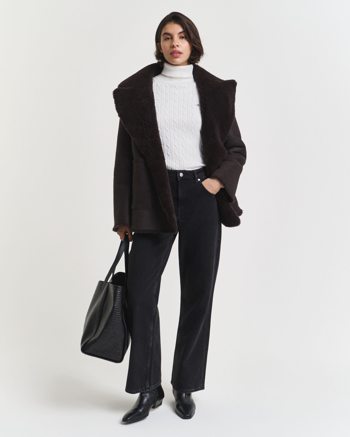 Kabelgebreide coltrui van stretchkatoen