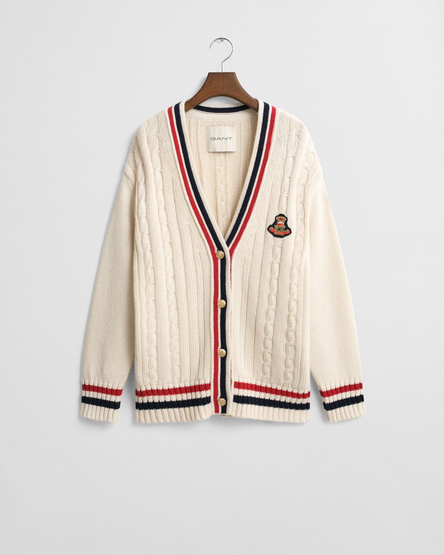 Gant Varsity kabelgebreid vest met V-hals