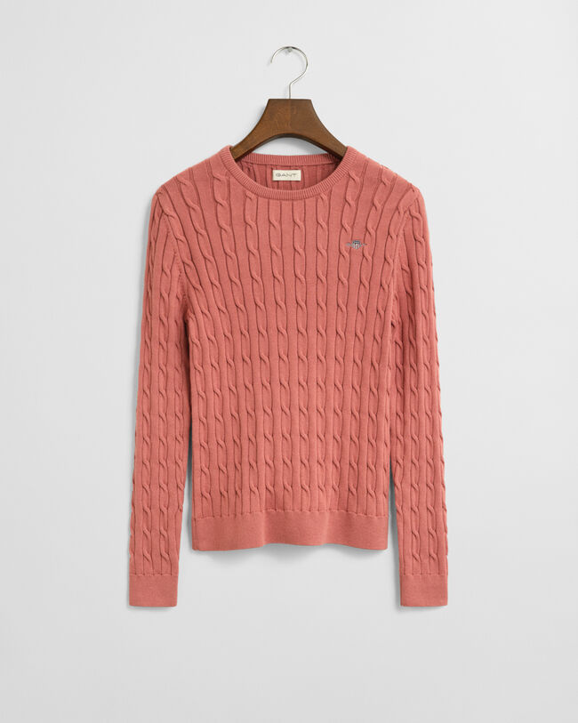 Teen Girls gebreide kabeltrui met ronde hals van stretchkatoen