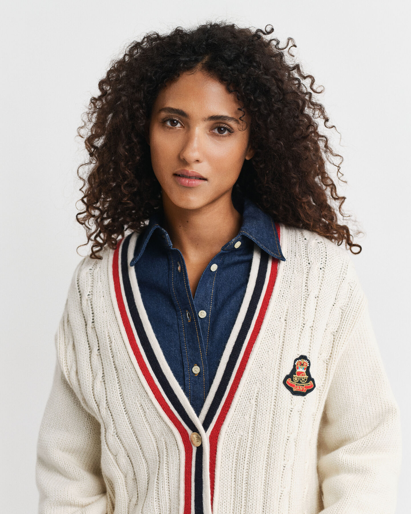 Gant Varsity kabelgebreid vest met V-hals