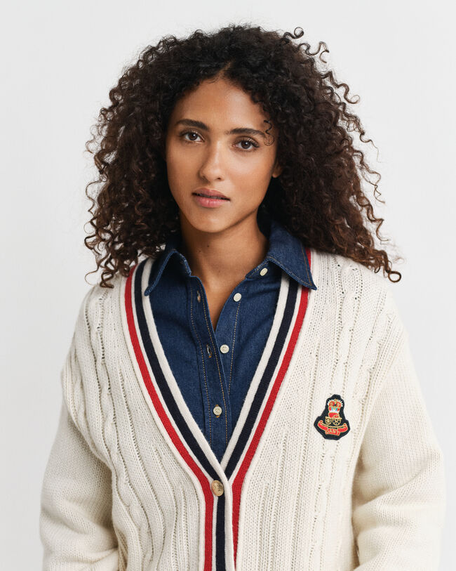 Gant Varsity kabelgebreid vest met V-hals
