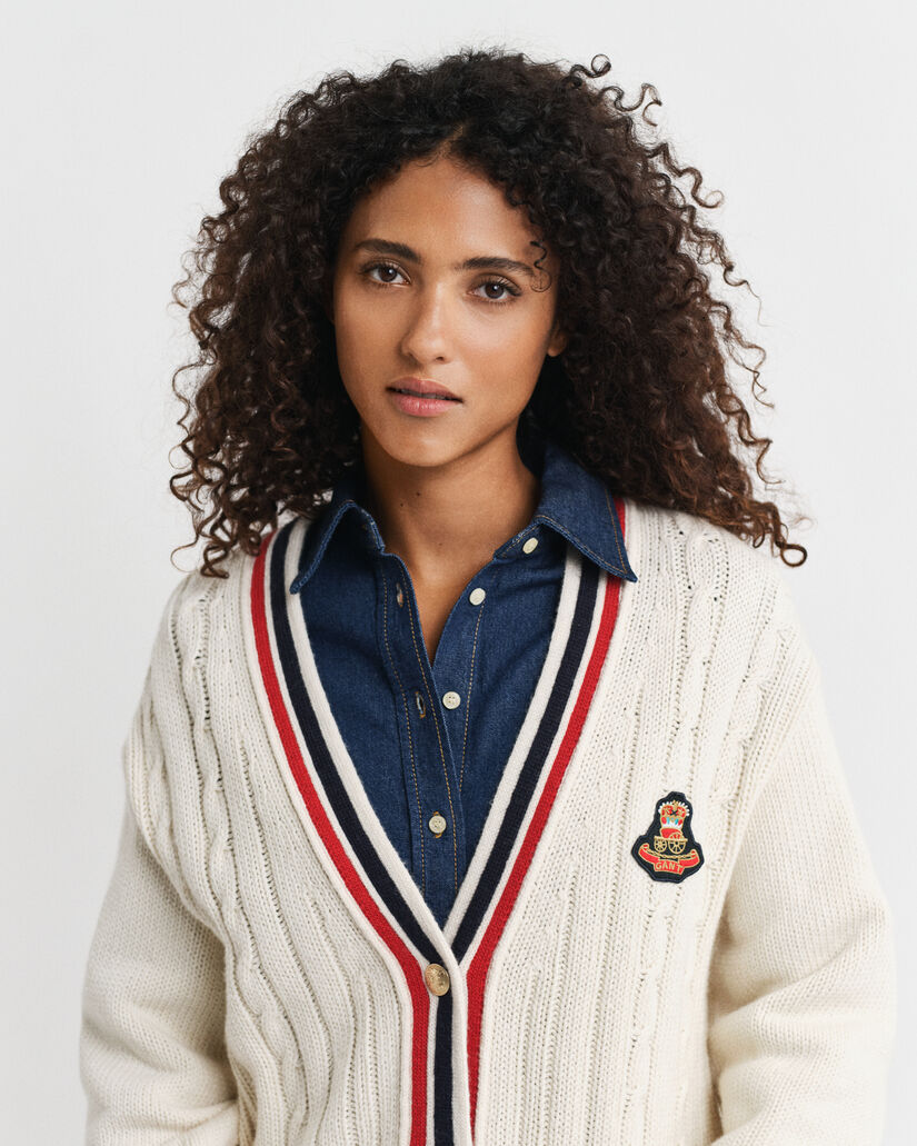 Gant Varsity kabelgebreid vest met V-hals