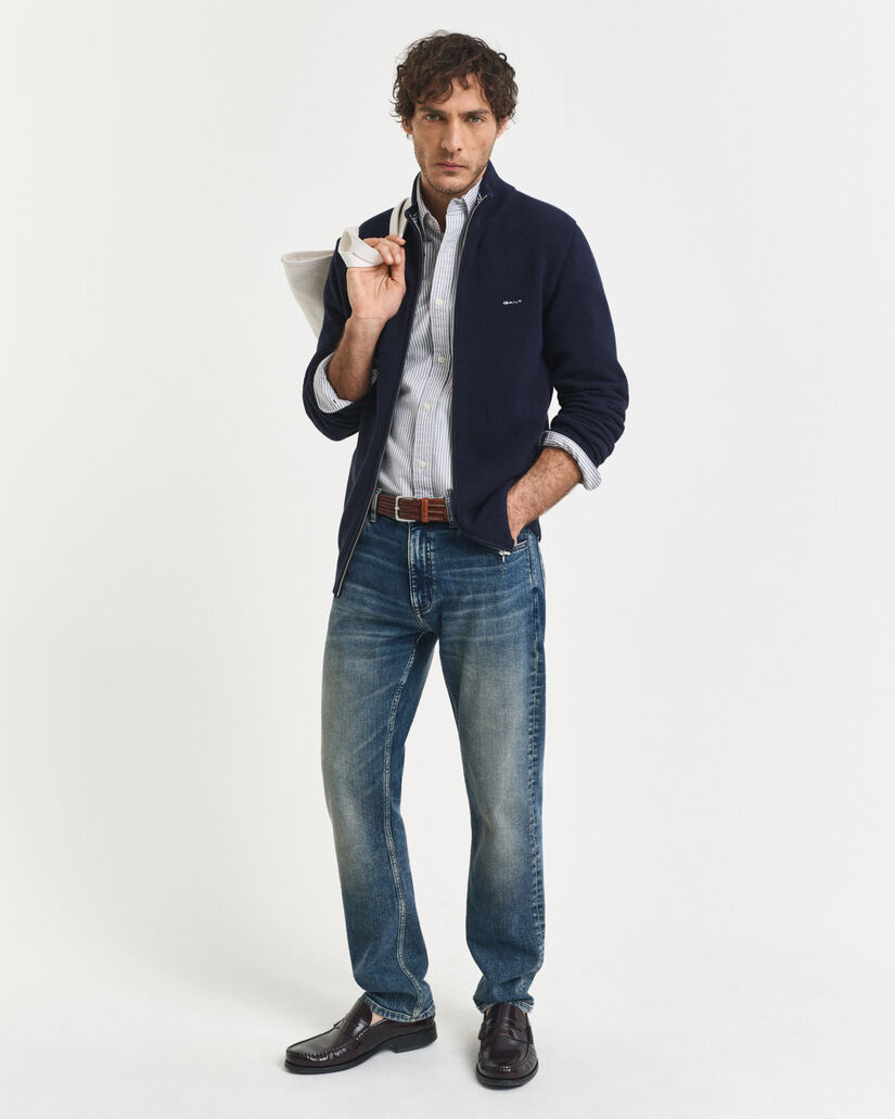 Ritsvest van katoenpiqu&eacute;