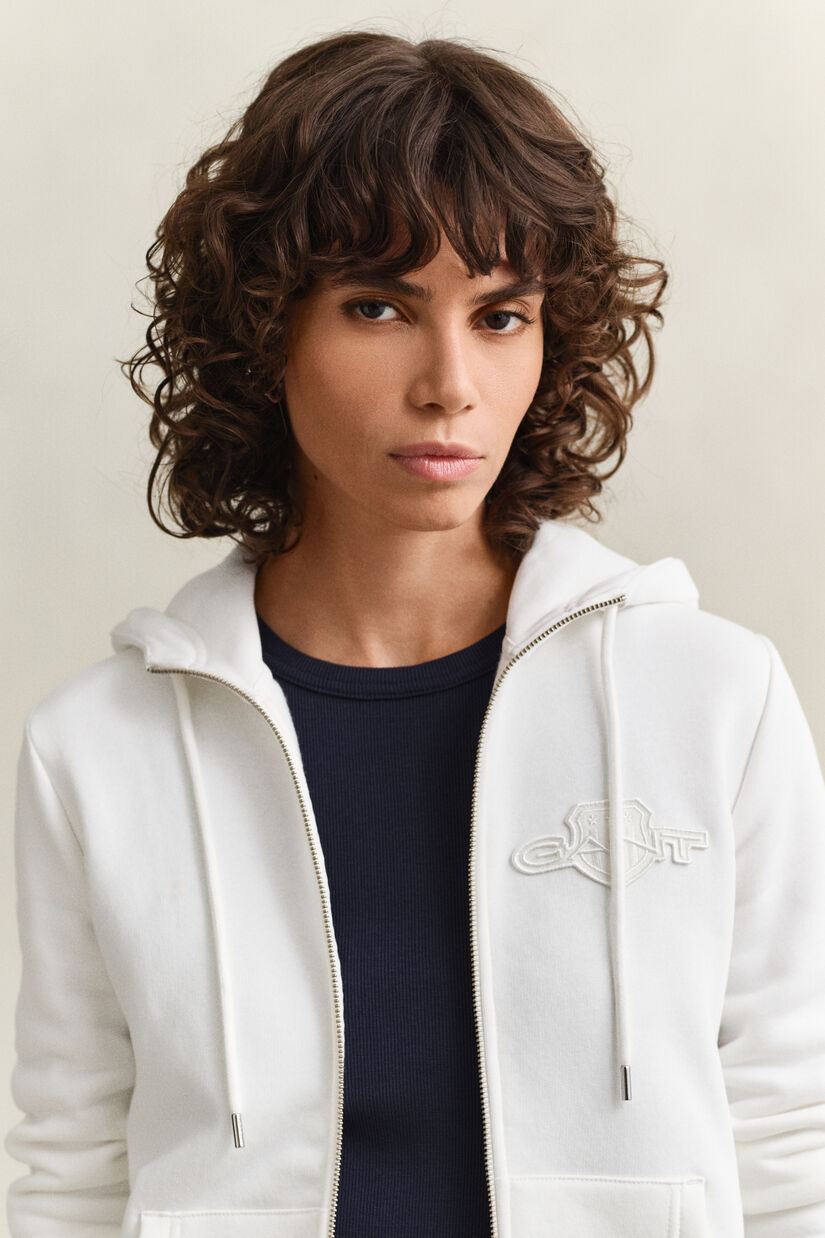 Tonal Shield hoodie met ritssluiting