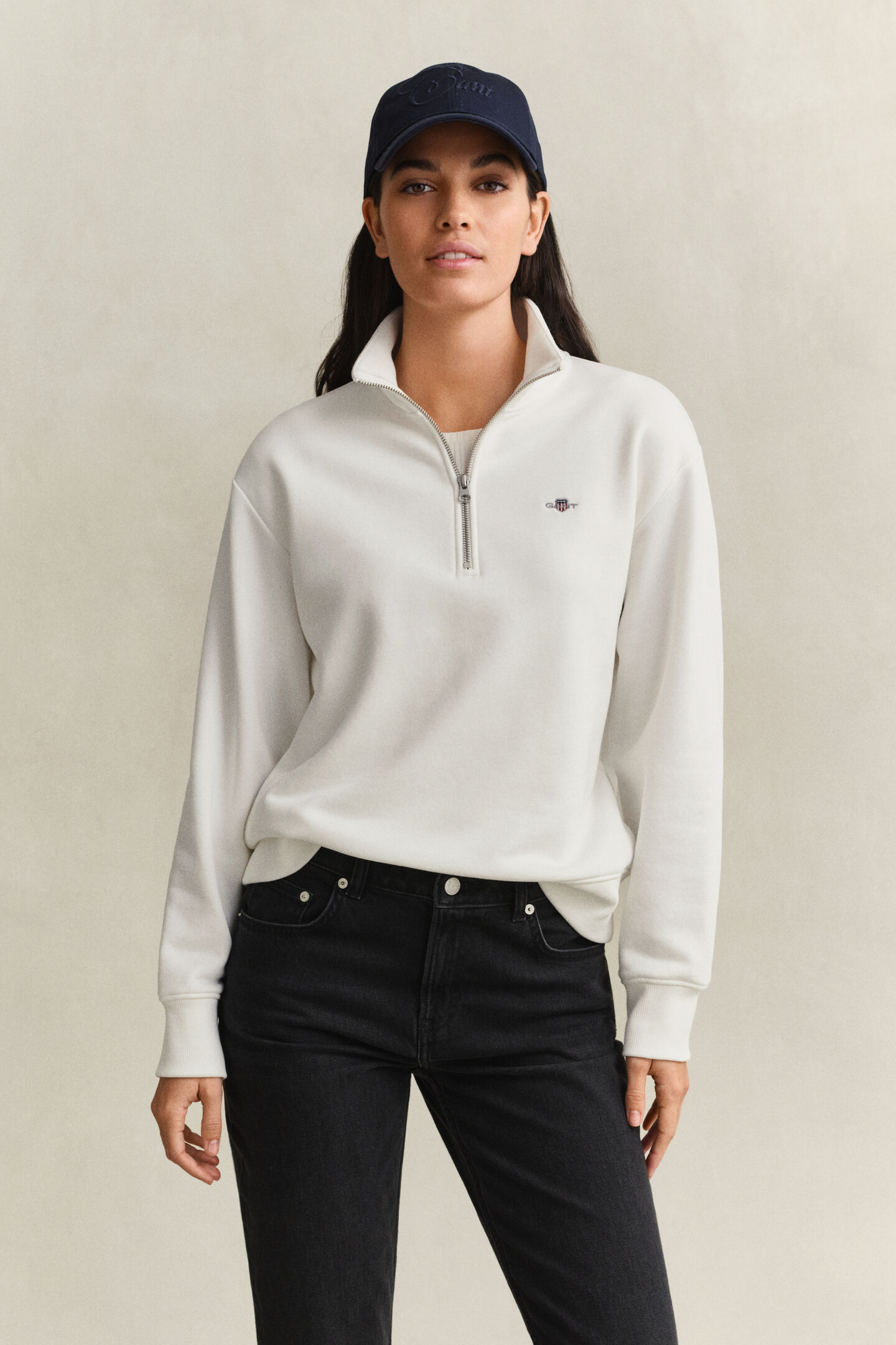 Shield sweatshirt met korte rits