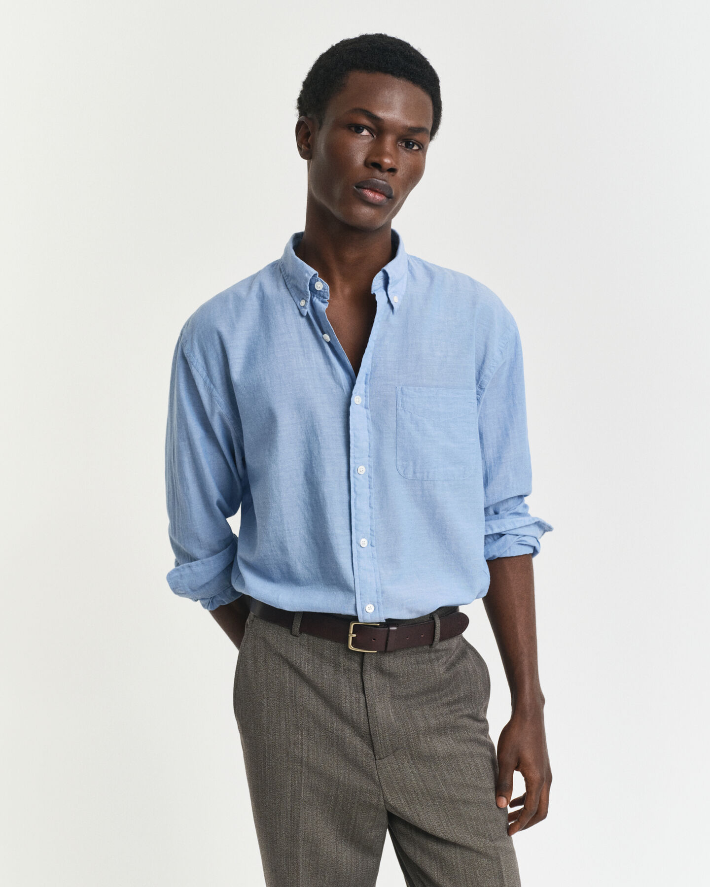 Relaxed Fit indigo chambray overhemd