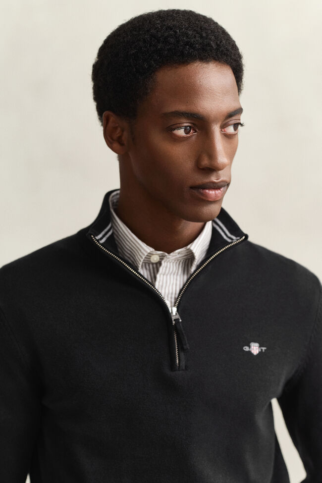 Klassieke sweater van katoen met korte rits