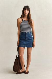 Gestreepte tanktop met halterkraag