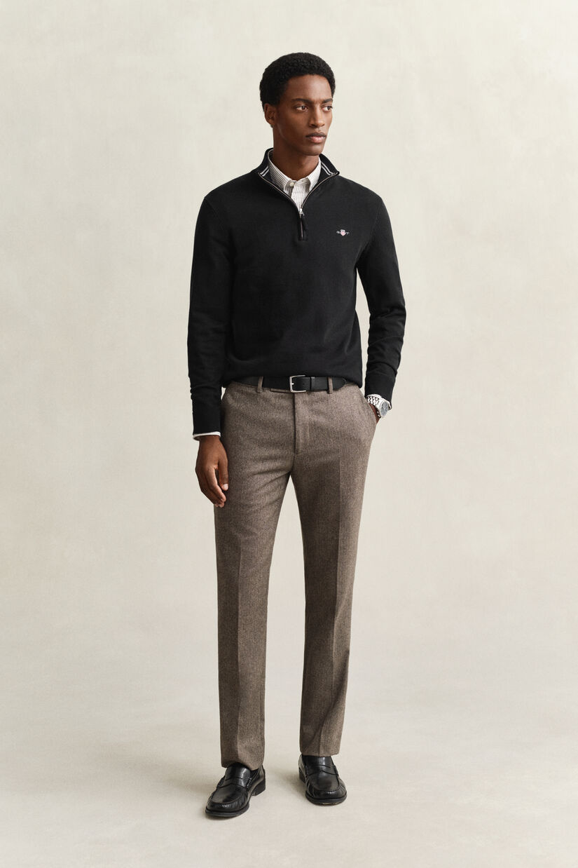 Klassieke sweater van katoen met korte rits