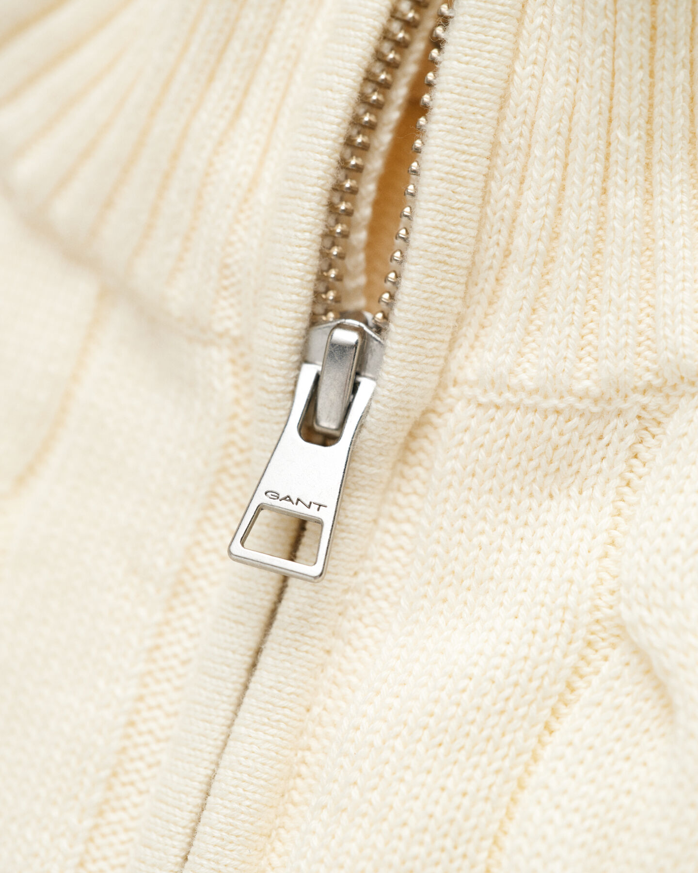 Teens kabelgebreide trui met korte rits van katoen