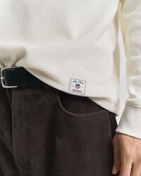 Henley T-shirt met lange mouwen en wafeltextuur