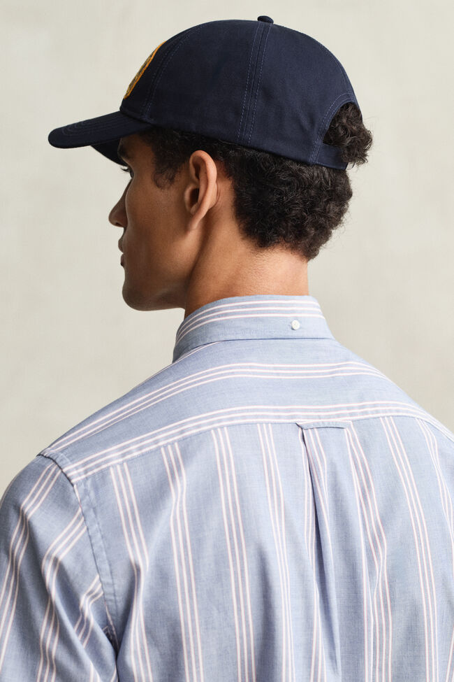 Regular Fit fil-&agrave;-fil poplin overhemd met strepen