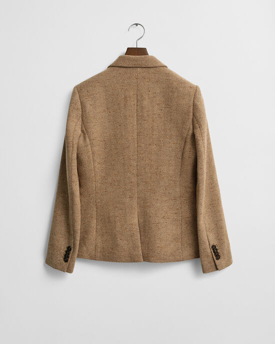 Slim Fit blazer van wolmix met visgraatmotief