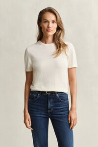 Lichtgewicht trui met ronde hals en korte mouwen