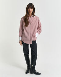 Oversized gestreept overhemd met contrasterende kraag en strepen