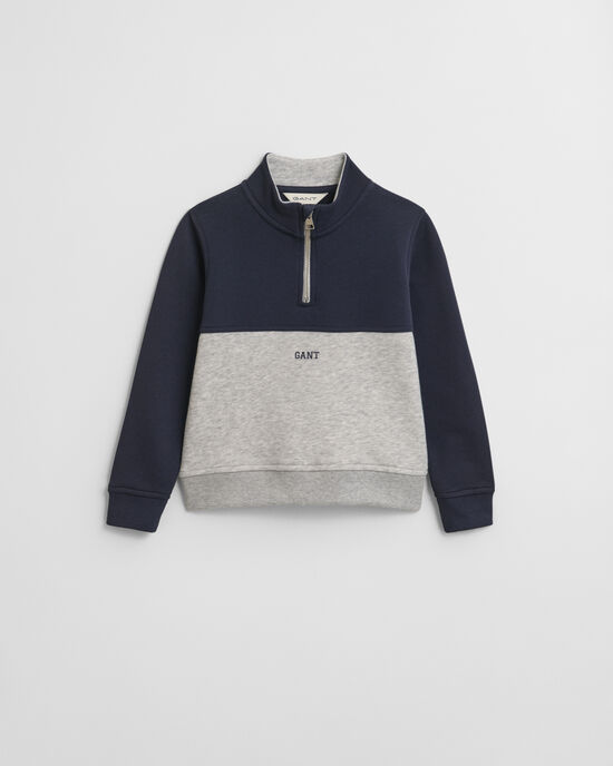 Kids sweatshirt met kleurblokken en korte rits