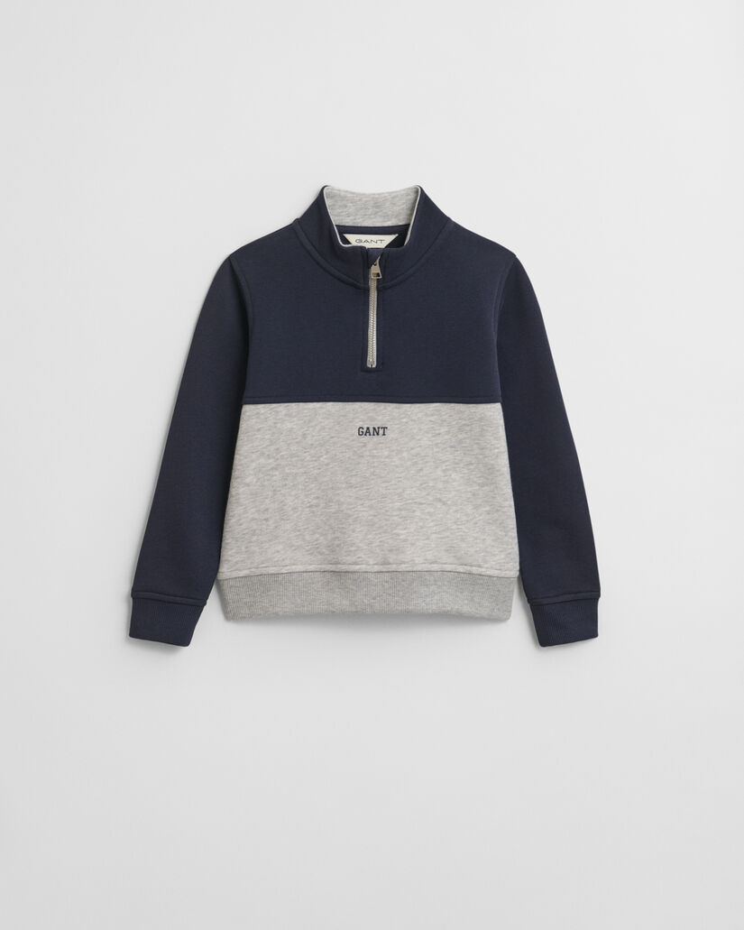 Kids sweatshirt met kleurblokken en korte rits