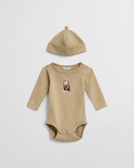 Baby rompertje & beanie met een hondenprint
