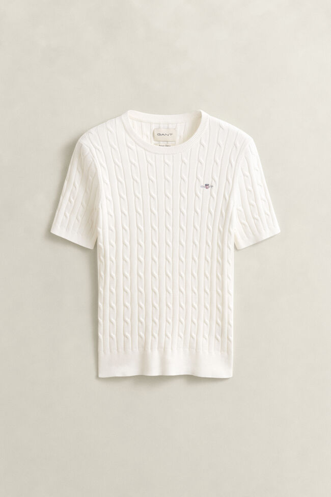 Gebreide kabeltrui met korte mouwen