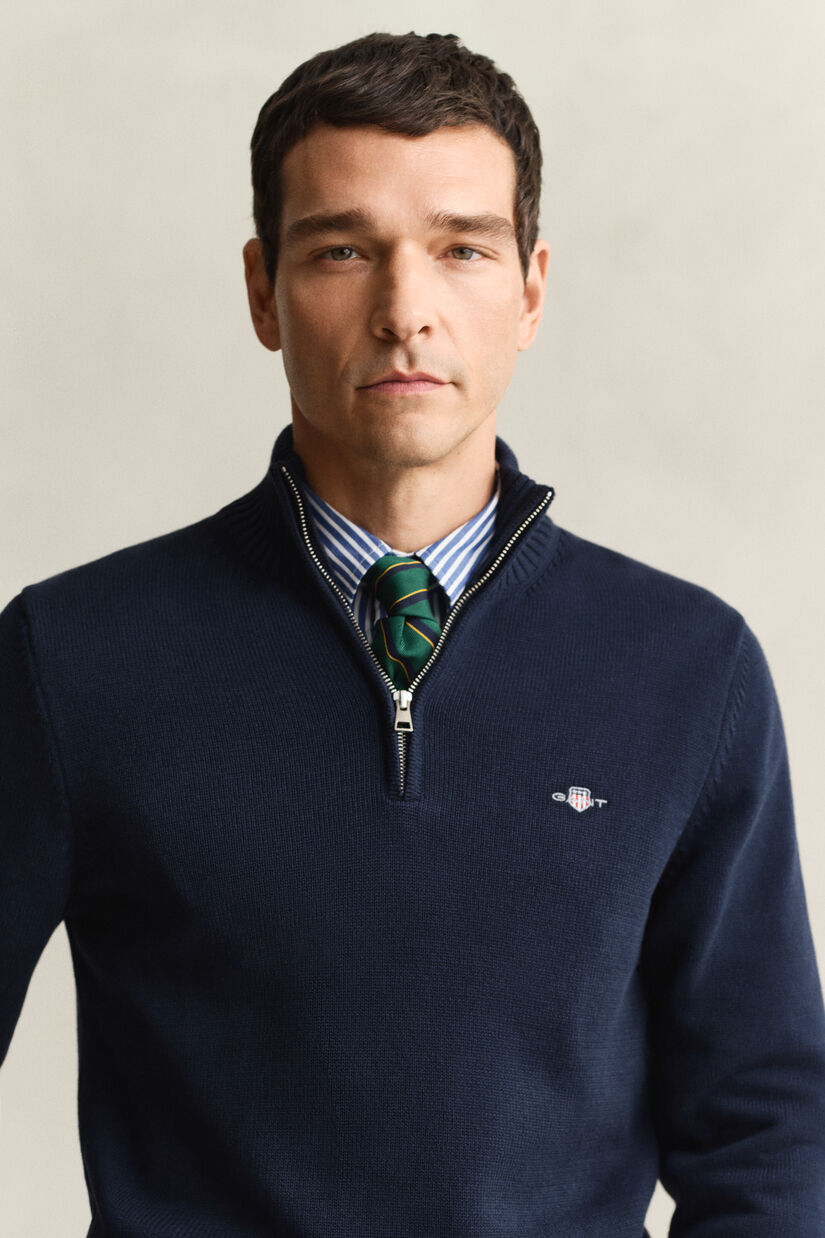 Casual katoenen trui met korte rits