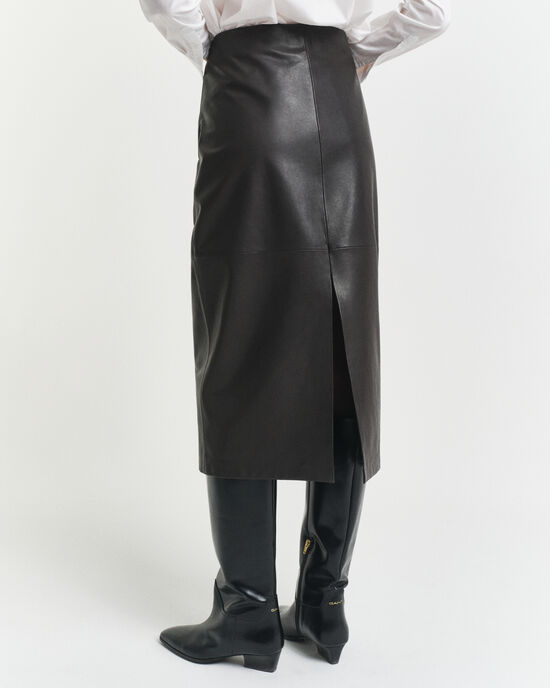Leren halflange kokerrok
