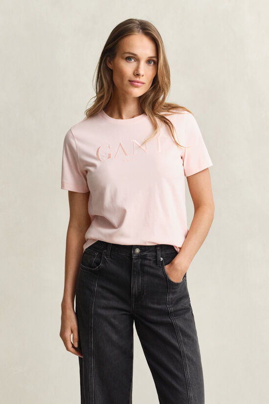 T-shirt met ton sur ton print