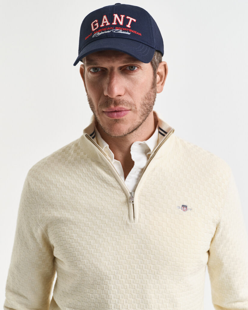 Trui met korte rits en microtextuur