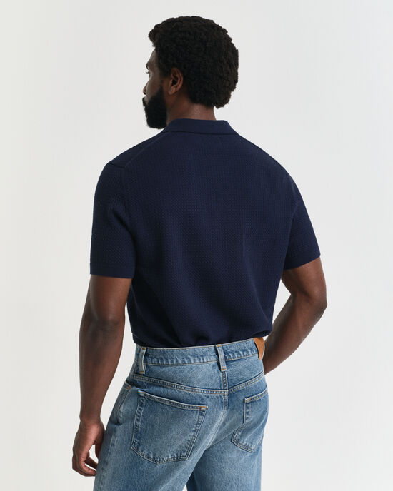 Textured poloshirt van katoen