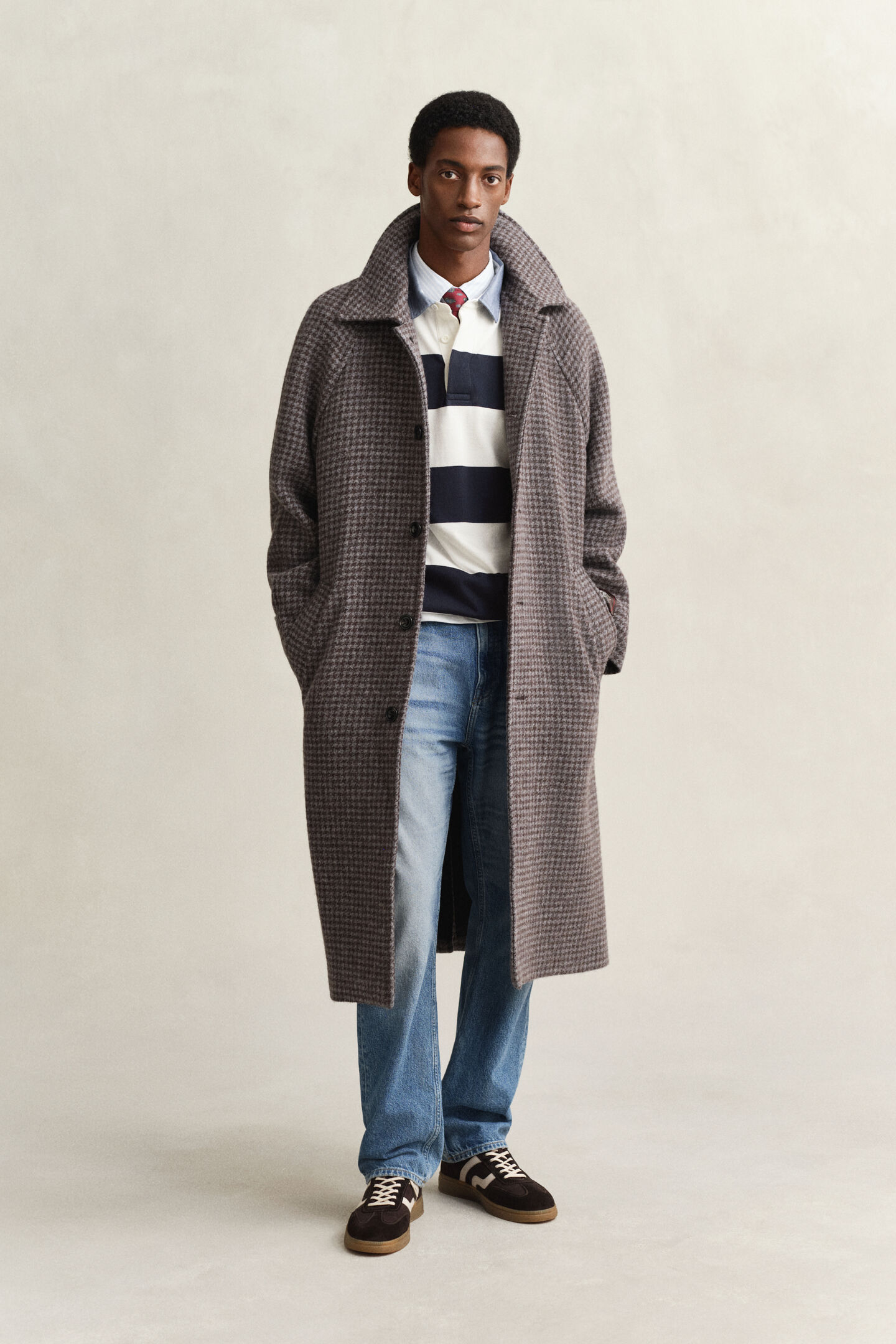 Gestreepte Heavy Rugger met chambray kraag