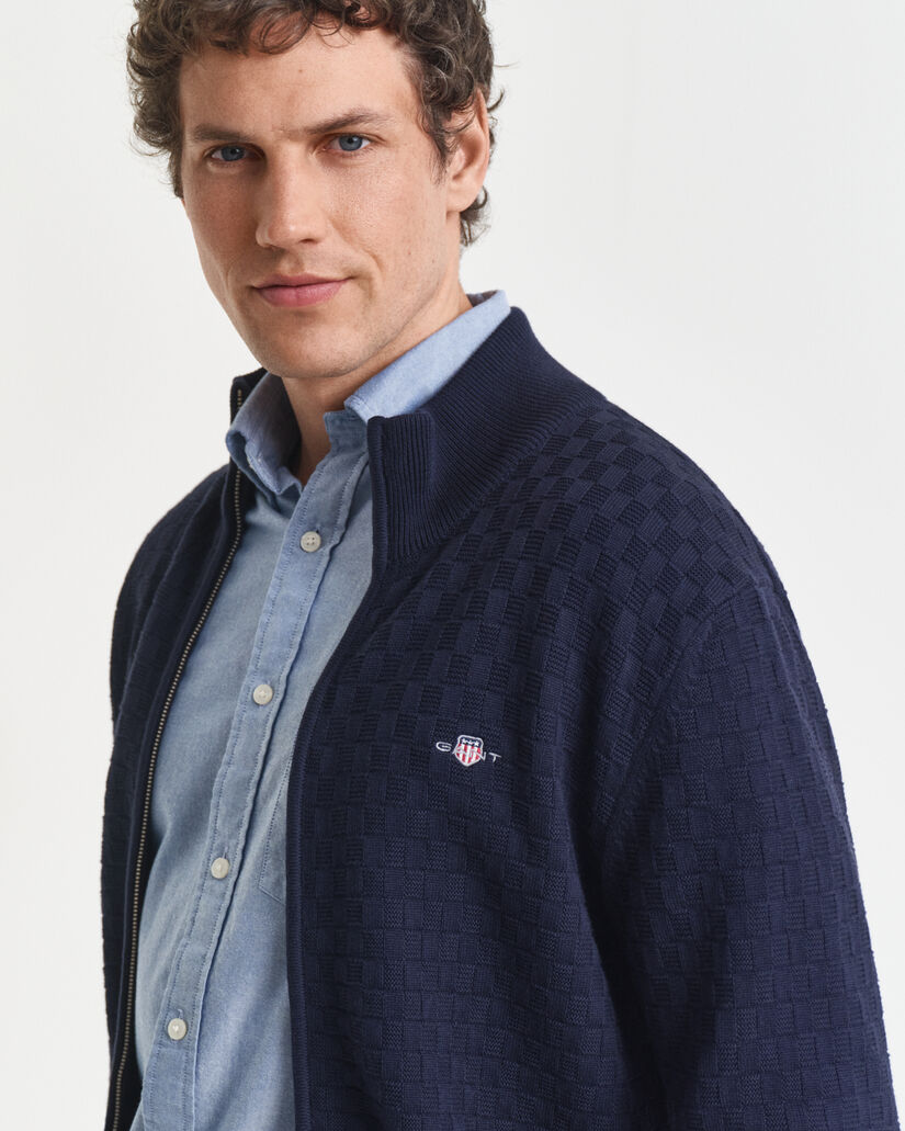 Trui met rits en microtextuur