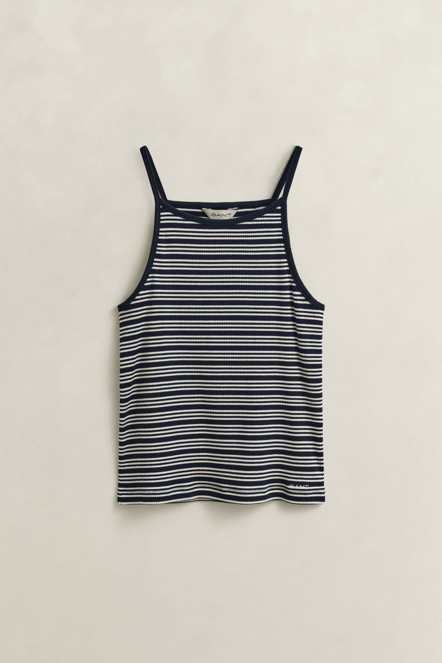 Gestreepte tanktop met halterkraag