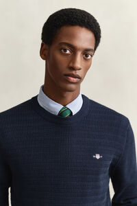 Gebreide trui met minikabels en ronde hals