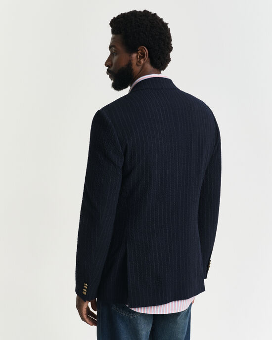 Slim Fit seersucker Club blazer met strepen