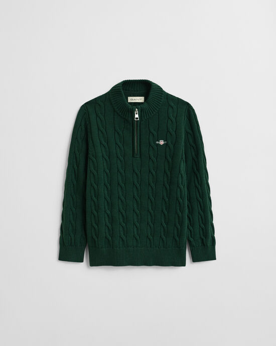 Kids katoenen kabeltrui met korte rits