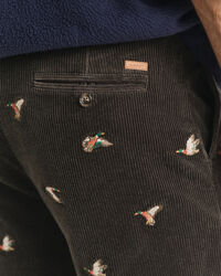 Straight Fit corduroy broek met borduursel