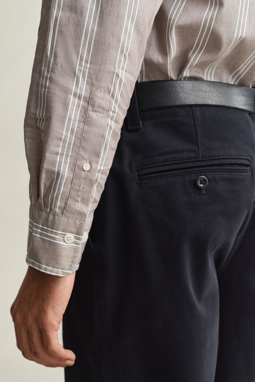 Regular Fit fil-&agrave;-fil poplin overhemd met strepen