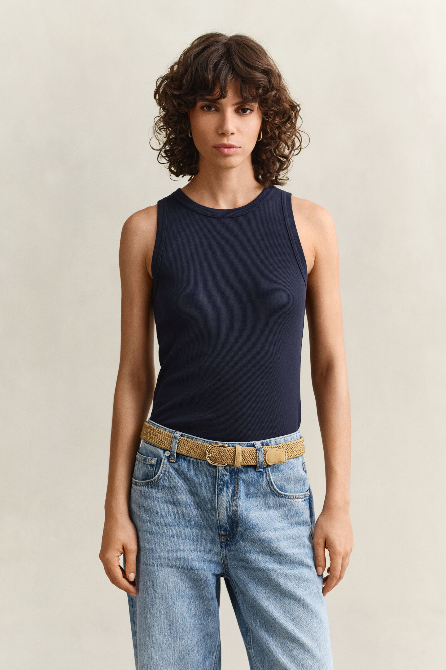 Geribde tanktop