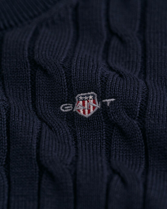 Kids Shield katoenen gebreide kabeltrui met ronde hals