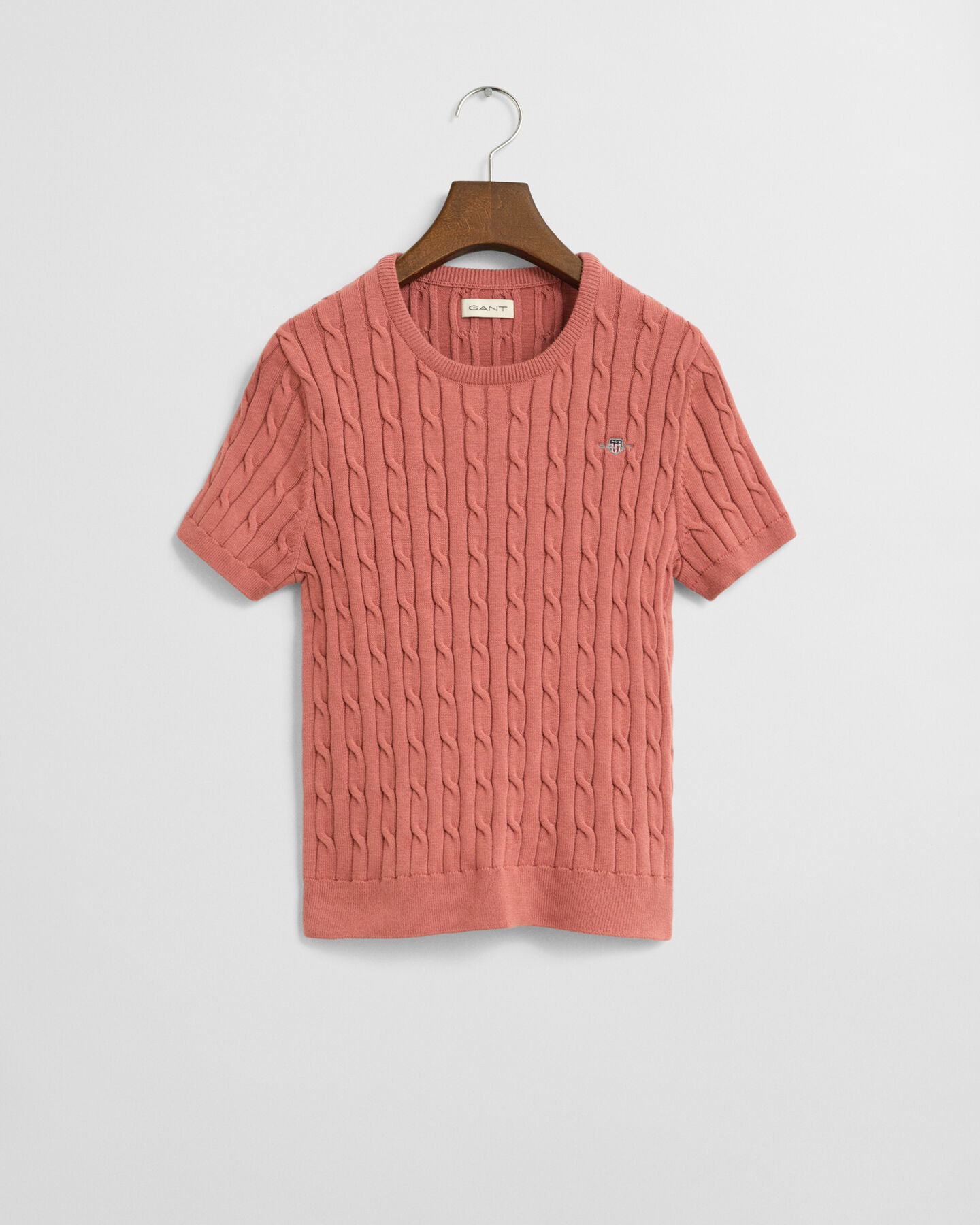 Teen Girls kabelgebreide trui met korte mouwen van stretchkatoen