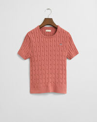 Teen Girls kabelgebreide trui met korte mouwen van stretchkatoen