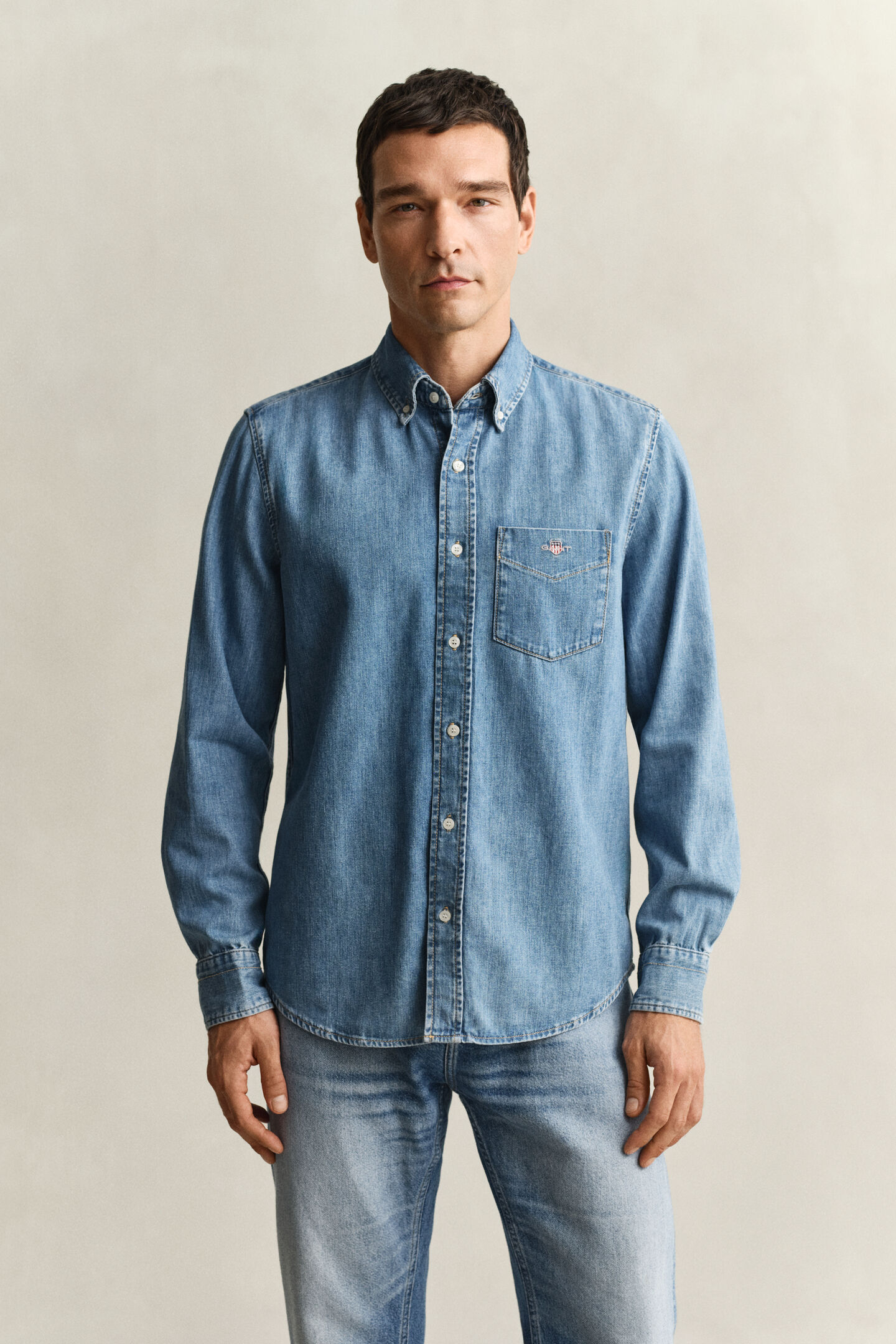 Regular Fit denim overhemd