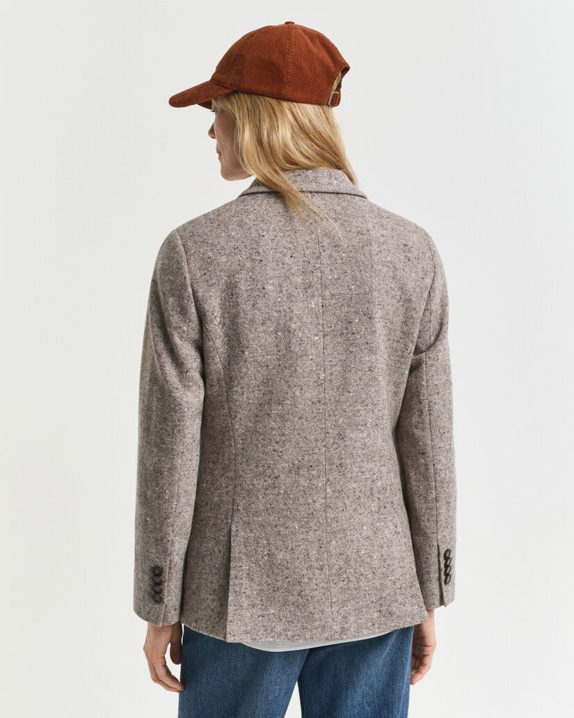 Regular Fit wollen blazer met textuur