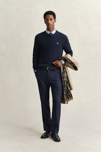 Gebreide trui met minikabels en ronde hals