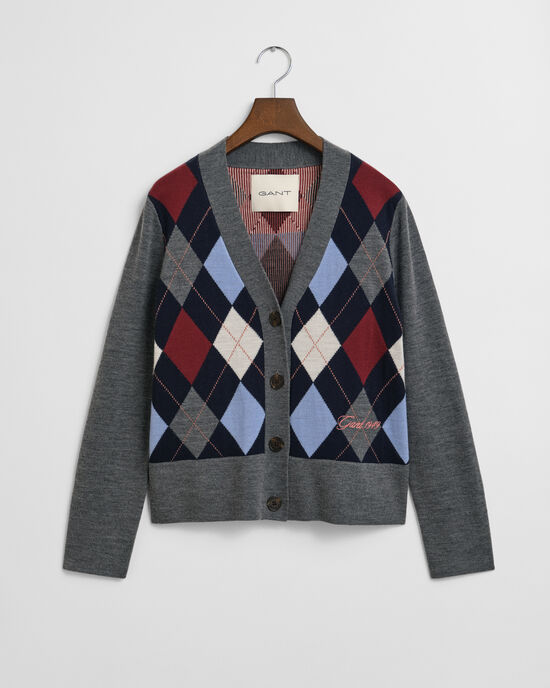 Argyle vest met V-hals